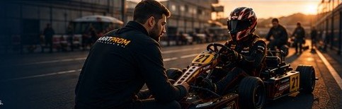 Coach briefing a driver in the pit lane