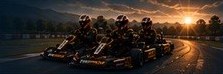Karts racing into the sunset