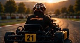 Driver on the grid at sunset