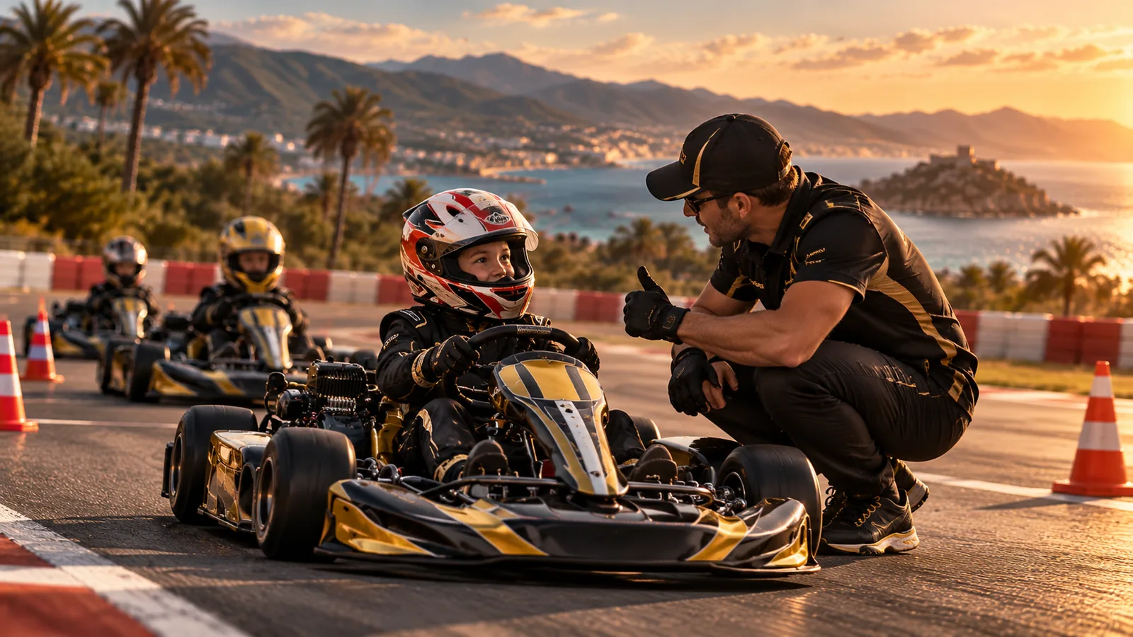 Young driver in a kart