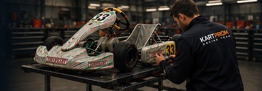 Mechanic preparing a kart in the workshop