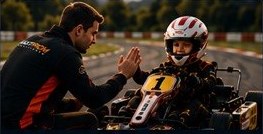 Instructor high-fiving a young driver