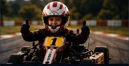 Young driver giving thumbs up