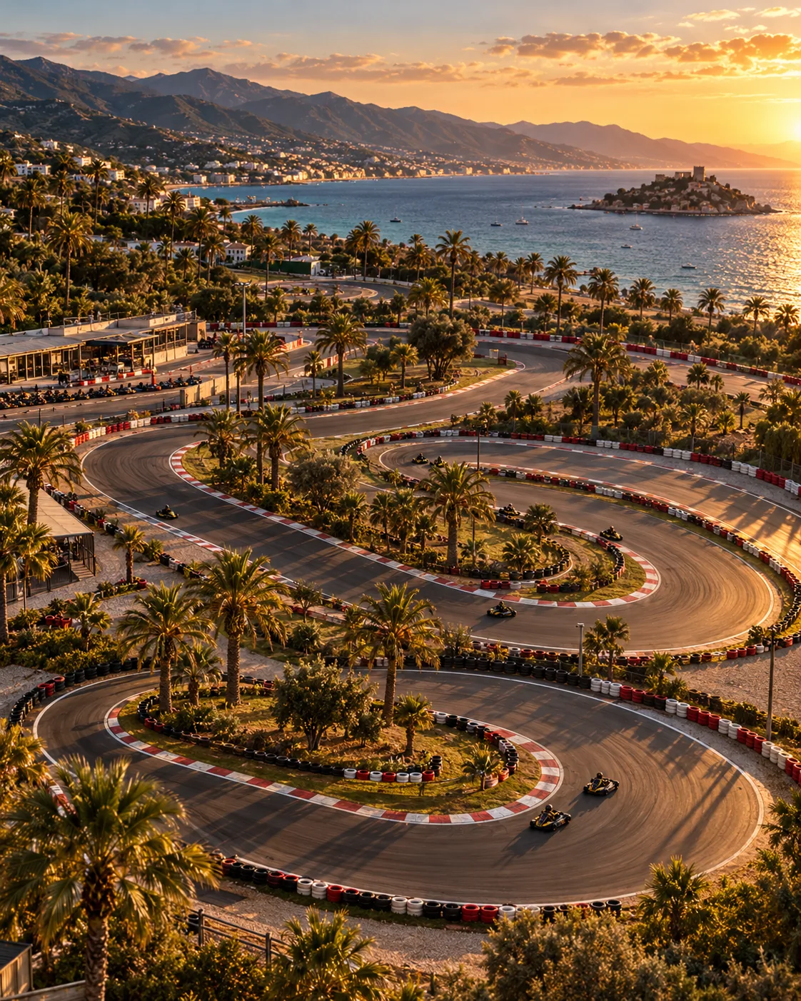 Aerial view of a karting circuit
